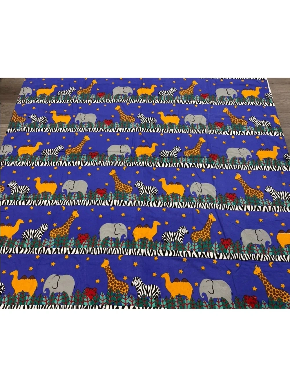 Vintage Pier 1 Blue Safari Animal Shower Curtain